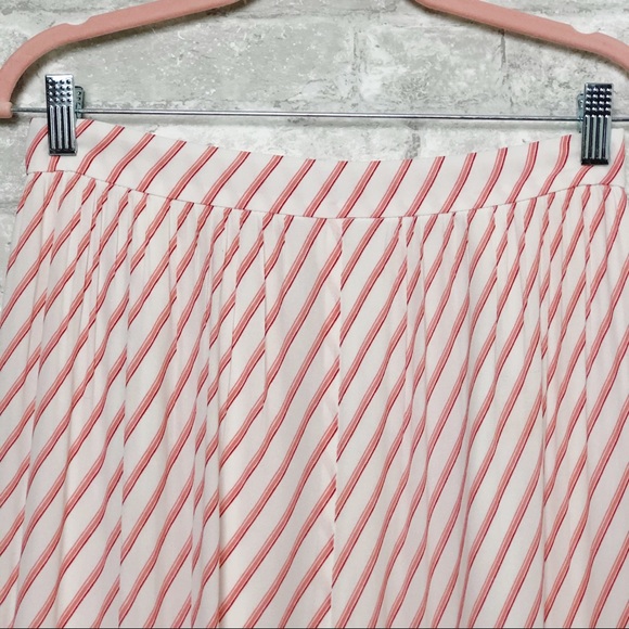 Ann Taylor LOFT Barbiecore Pink White Striped Ruffle Skirt 4 - Picture 4 of 14